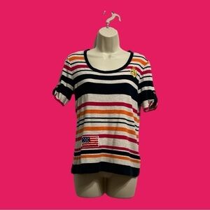 Ships Ahoy No Brand Nautical Striped Short Sleeve Sweater Multi Color M?